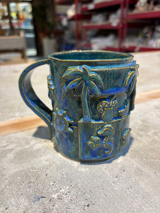 Blue-Green Tiki Bar Mug