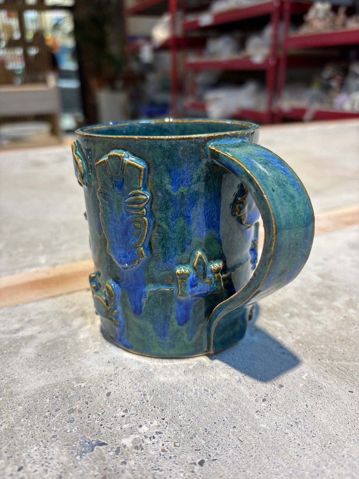 Blue-Green Tiki Bar Mug
