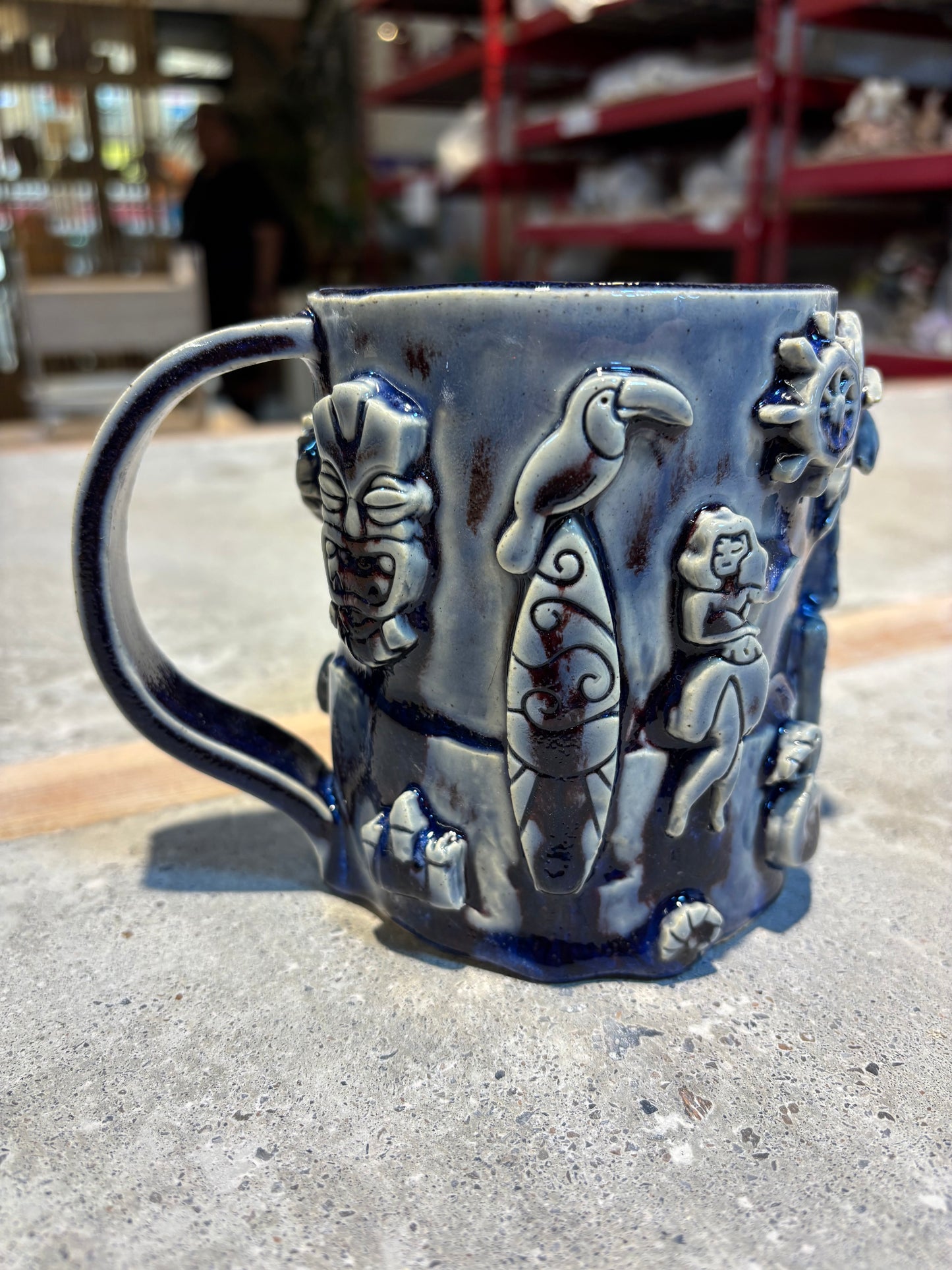 Large Cobalt Tiki Bar Mug