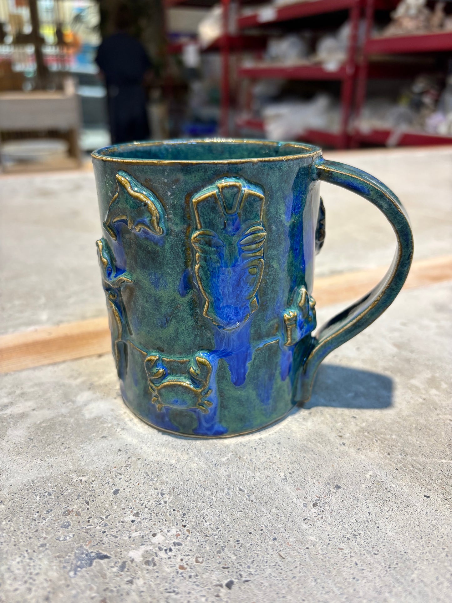 Blue-Green Tiki Bar Mug