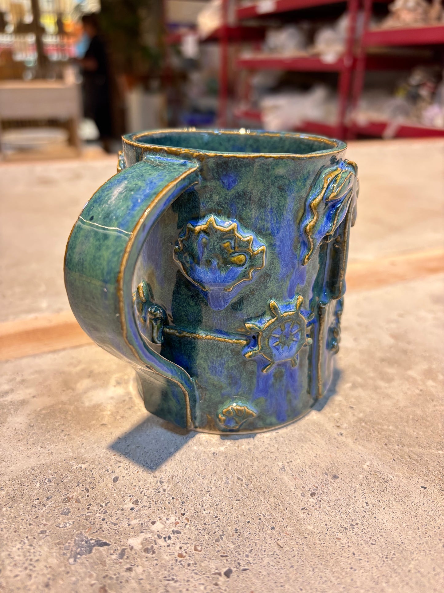 Blue-Green Tiki Bar Mug
