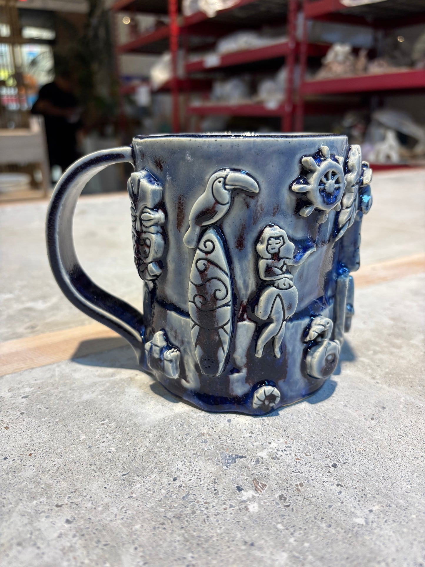 Large Cobalt Tiki Bar Mug