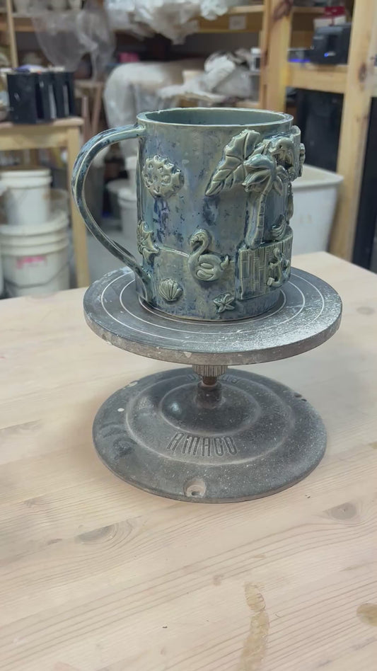 Tiki Bar Scene Mug in Blue Crystal